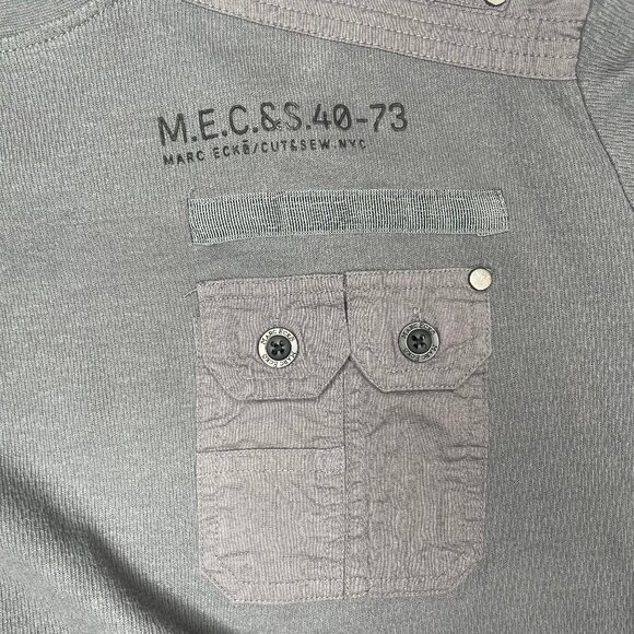 MARC ECKO Cut & Sew Deadly Threads Military Cargo Long Sleeve Shirt Grey Med Y2K - Picture 5 of 13